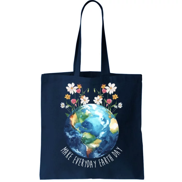 Make Everyday Earth Day Floral Globe Awareness Tote Bag