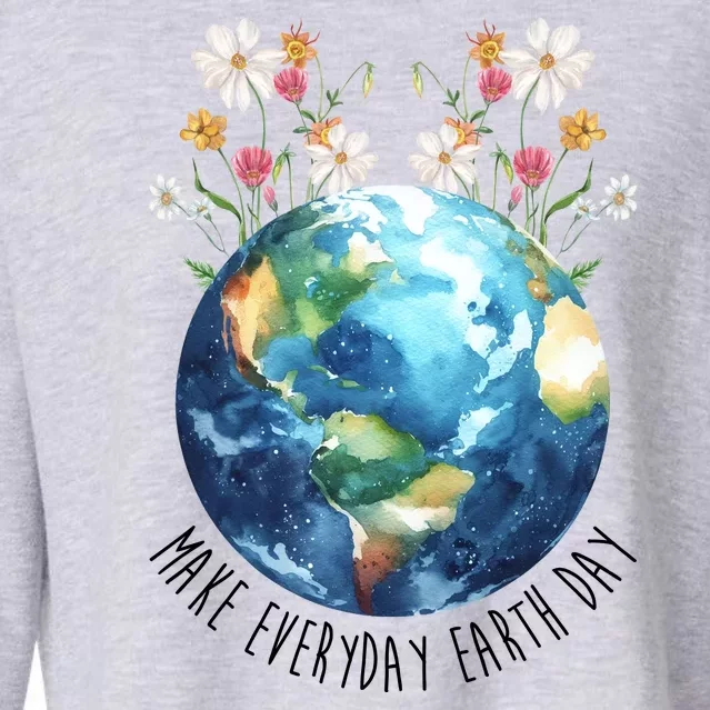 Make Everyday Earth Day Floral Globe Awareness Cropped Pullover Crew