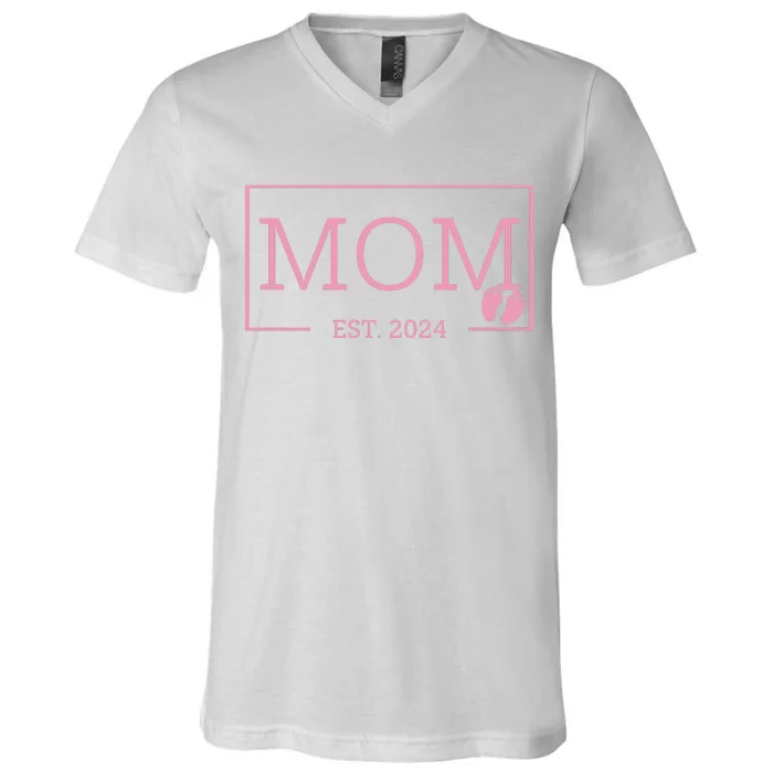 Mom Established Est 2024 New Born Mothers Day V-Neck T-Shirt