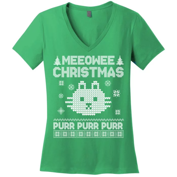 Meeowee Christmas Ugly Sweater Women's V-Neck T-Shirt