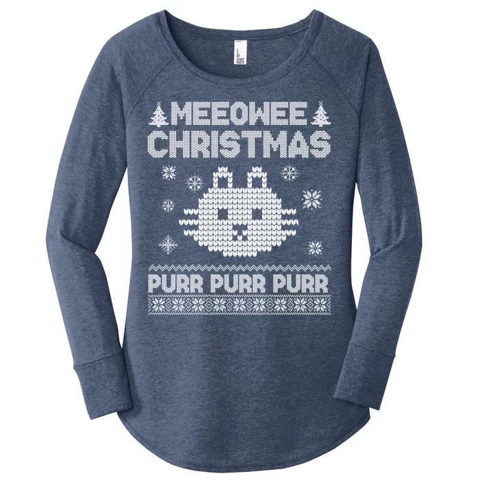 Meeowee Christmas Ugly Sweater Women's Perfect Tri Tunic Long Sleeve Shirt