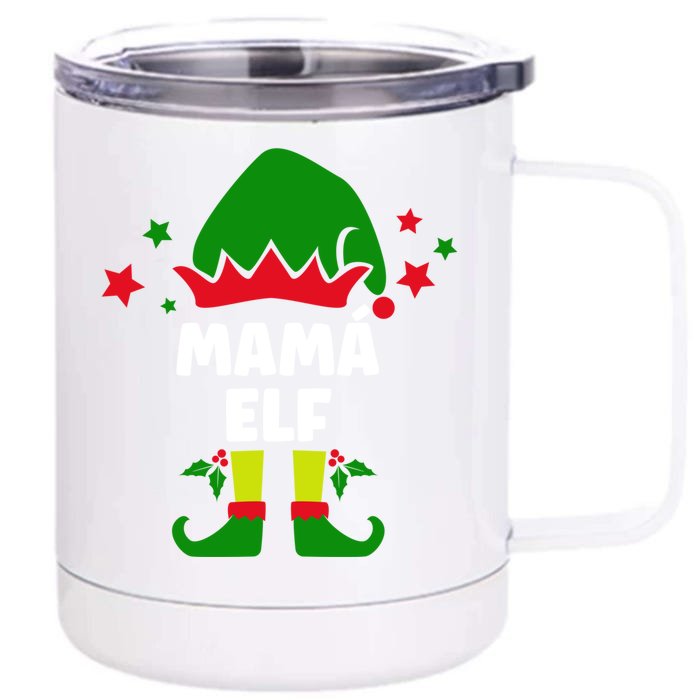 Mamá Elf Funny Spanish Mother Christmas Decorations Gift Front & Back 12oz Stainless Steel Tumbler Cup