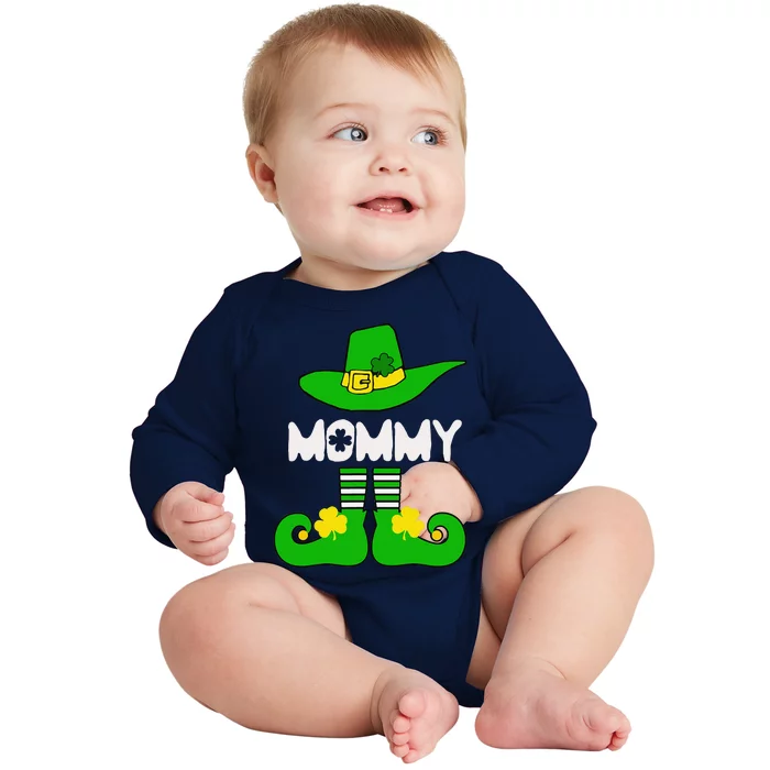 Mommy Elf Funny Irish Lucky St Patricks Day Gift Mom Women Baby Long Sleeve Bodysuit