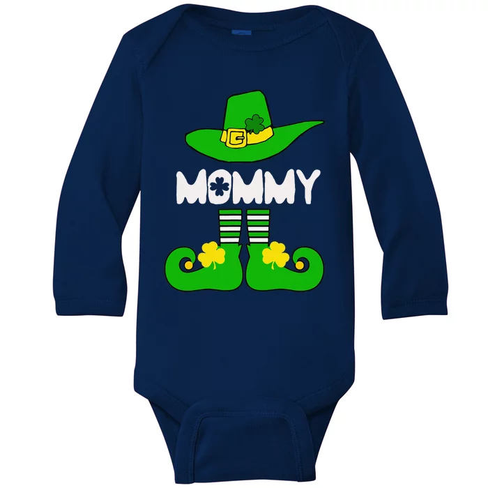 Mommy Elf Funny Irish Lucky St Patricks Day Gift Mom Women Baby Long Sleeve Bodysuit