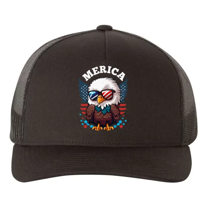 Merica Eagle Funny Patriotic Eagle Usa Flag Yupoong Adult 5-Panel Trucker Hat