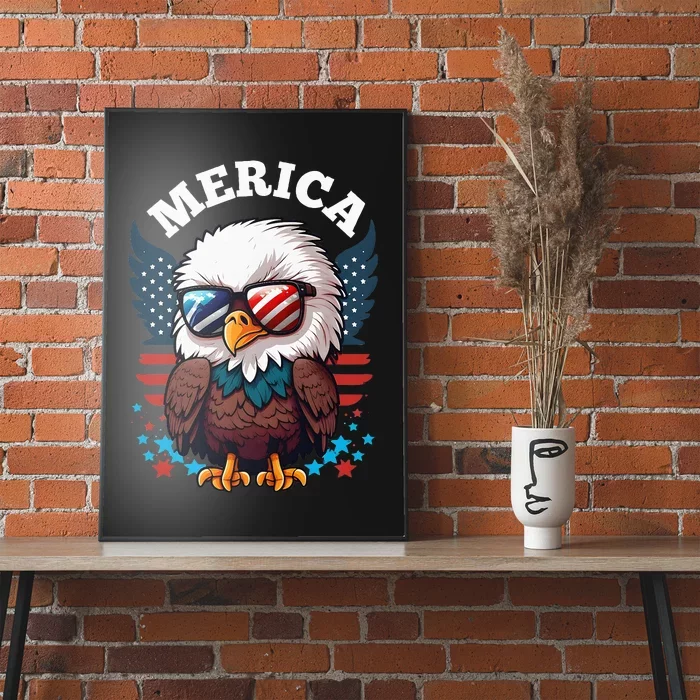 Merica Eagle Funny Patriotic Eagle Usa Flag Poster