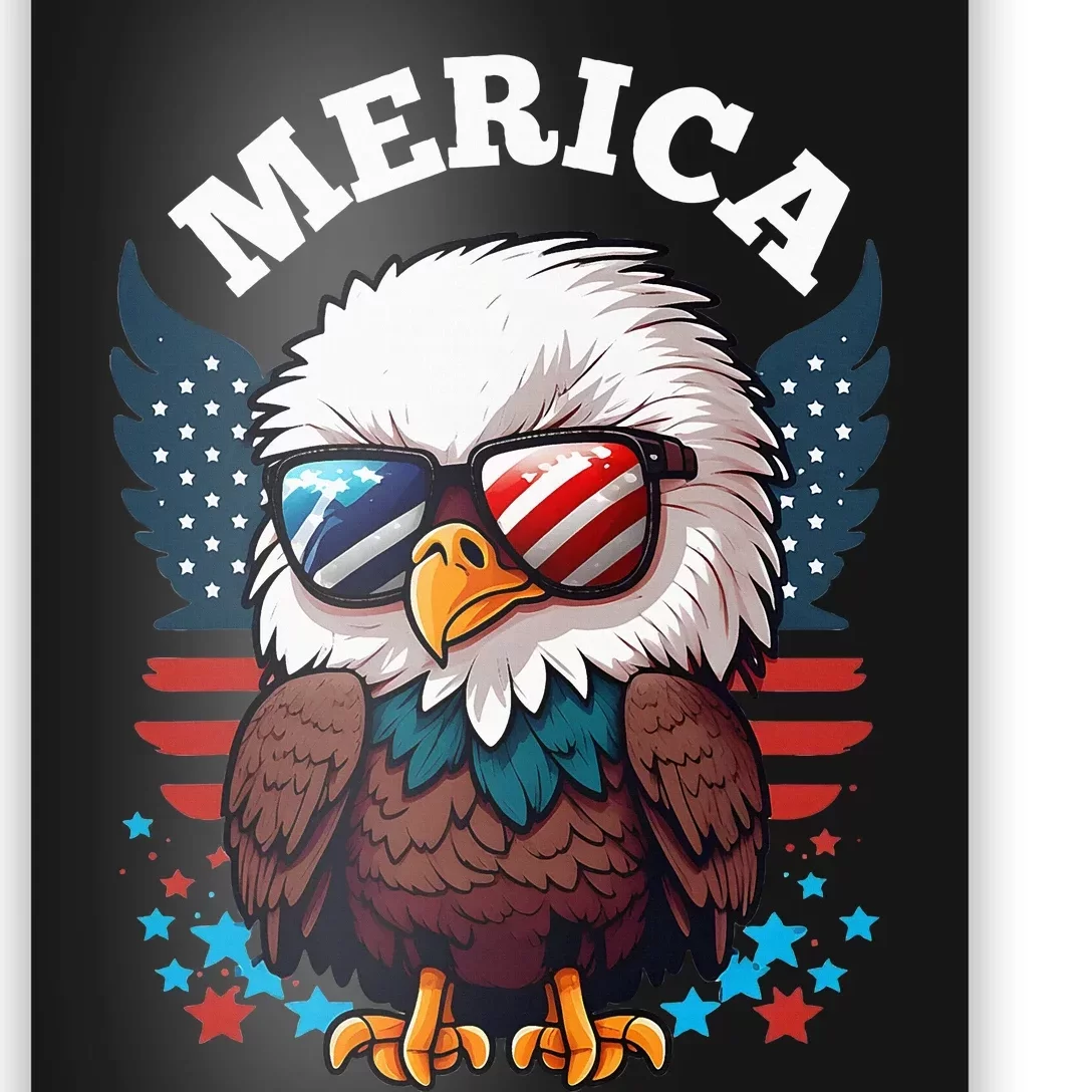 Merica Eagle Funny Patriotic Eagle Usa Flag Poster