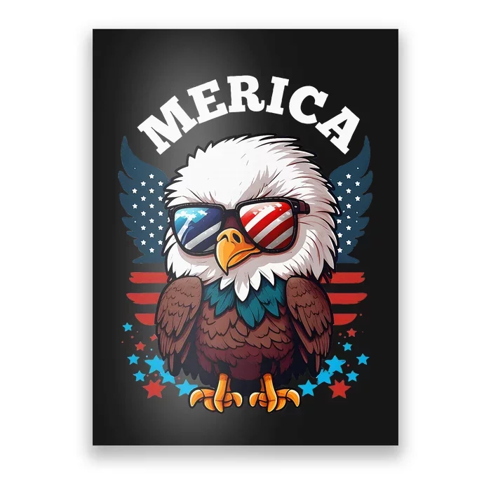 Merica Eagle Funny Patriotic Eagle Usa Flag Poster