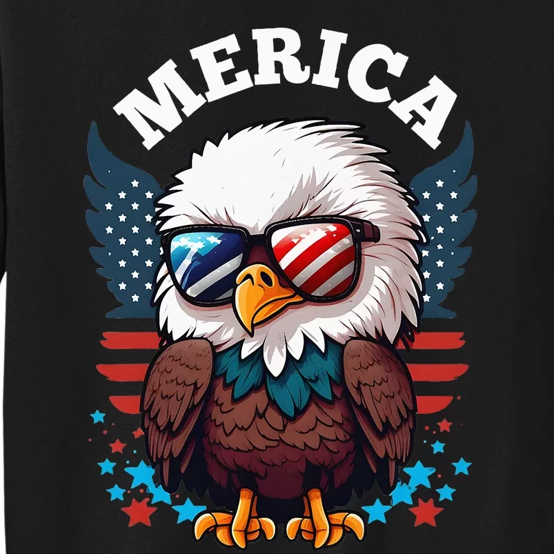 Merica Eagle Funny Patriotic Eagle Usa Flag Tall Sweatshirt