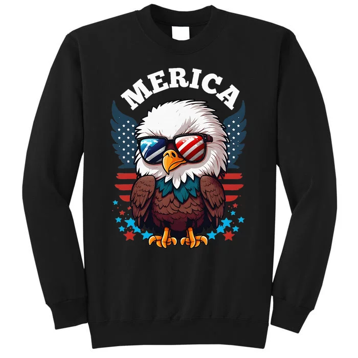 Merica Eagle Funny Patriotic Eagle Usa Flag Tall Sweatshirt