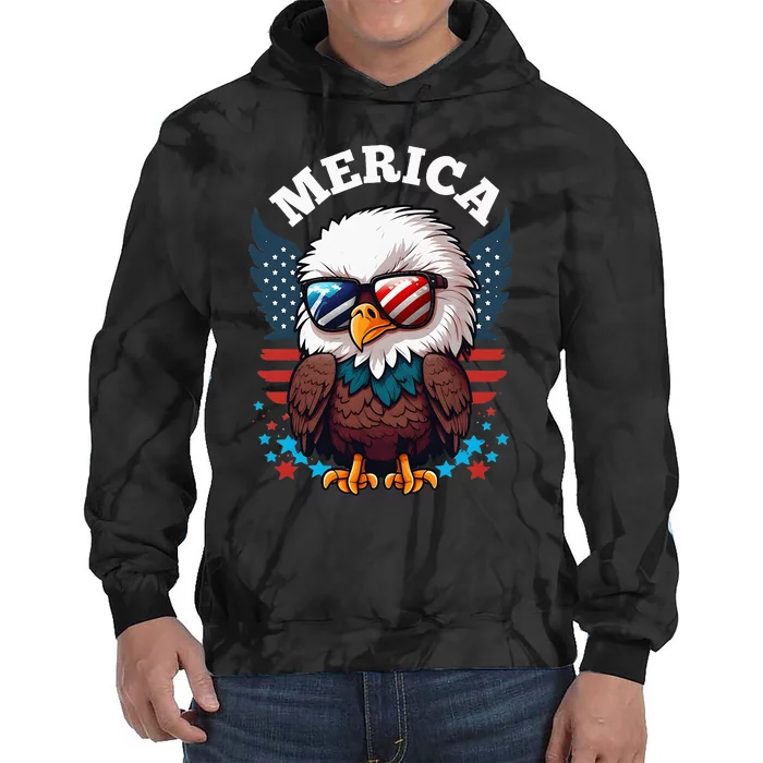 Merica Eagle Funny Patriotic Eagle Usa Flag Tie Dye Hoodie