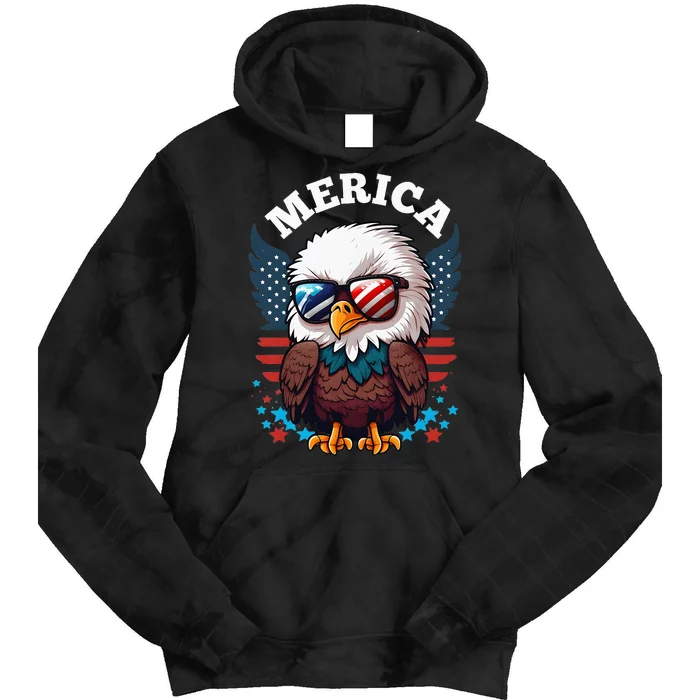 Merica Eagle Funny Patriotic Eagle Usa Flag Tie Dye Hoodie