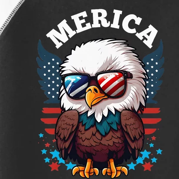 Merica Eagle Funny Patriotic Eagle Usa Flag Toddler Fine Jersey T-Shirt