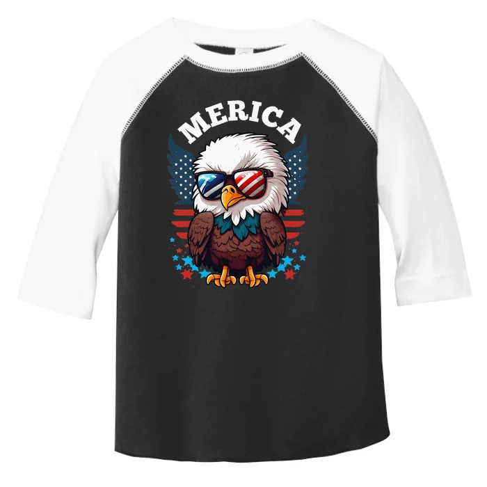 Merica Eagle Funny Patriotic Eagle Usa Flag Toddler Fine Jersey T-Shirt