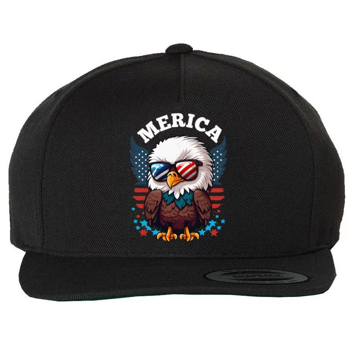 Merica Eagle Funny Patriotic Eagle Usa Flag Wool Snapback Cap