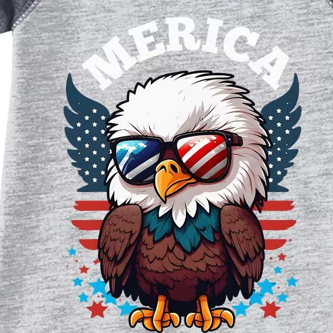 Merica Eagle Funny Patriotic Eagle Usa Flag Infant Baby Jersey Bodysuit