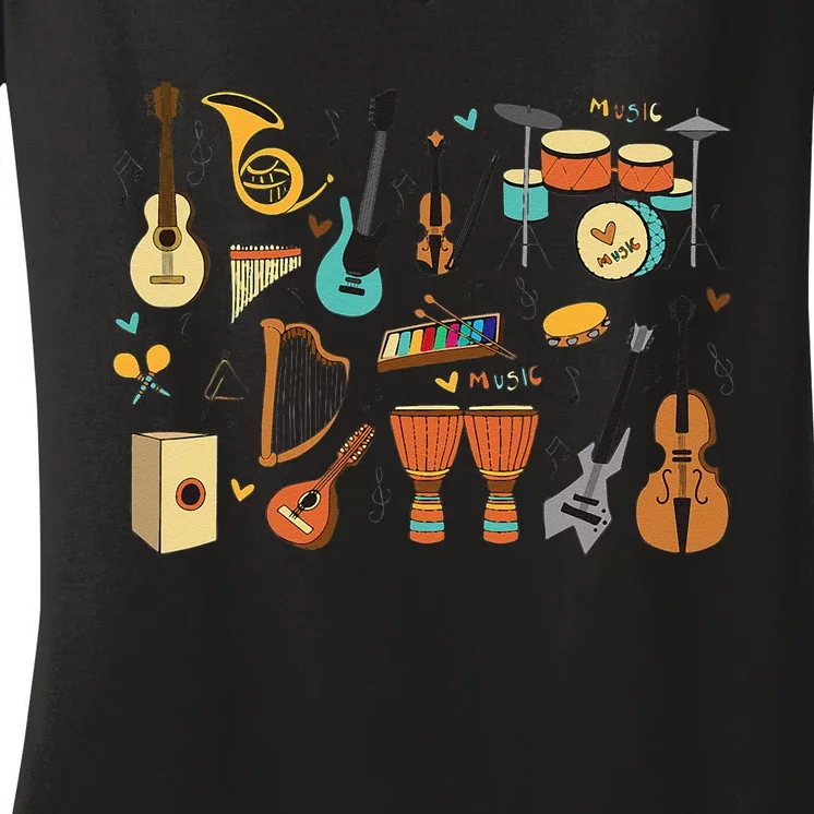 Music Education Funny For Music Teacher Women's V-Neck T-Shirt