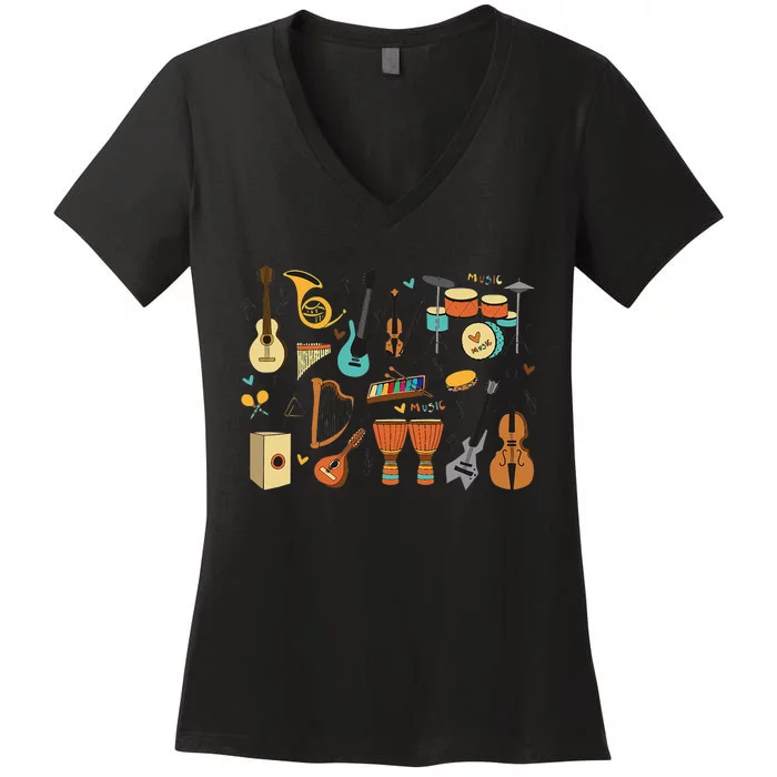 Music Education Funny For Music Teacher Women's V-Neck T-Shirt