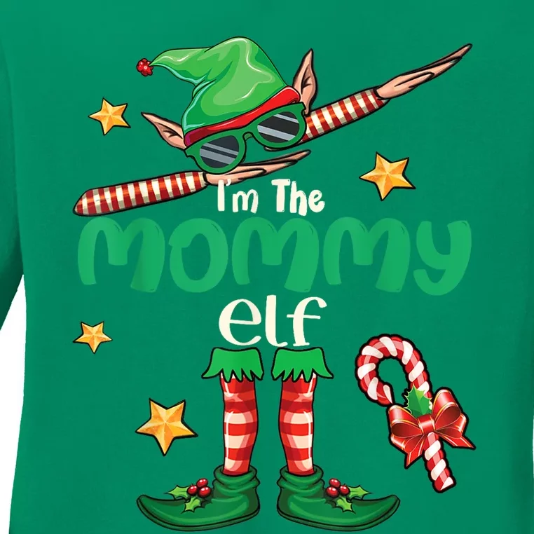 Mommy Elf Family Matching Group Christmas Squad Ladies Long Sleeve Shirt