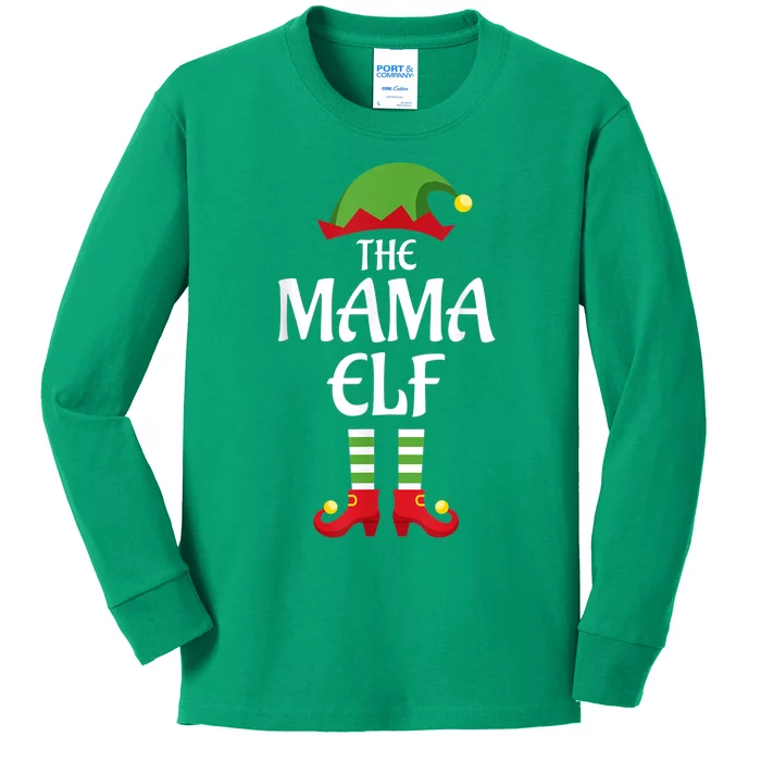 Mama Elf Family Matching Group Christmas Kids Long Sleeve Shirt