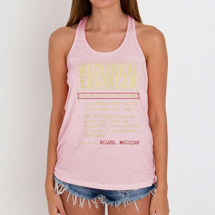 Mechanical Engineer Funny Dictionary Definition Women's Knotted Racerback Tank