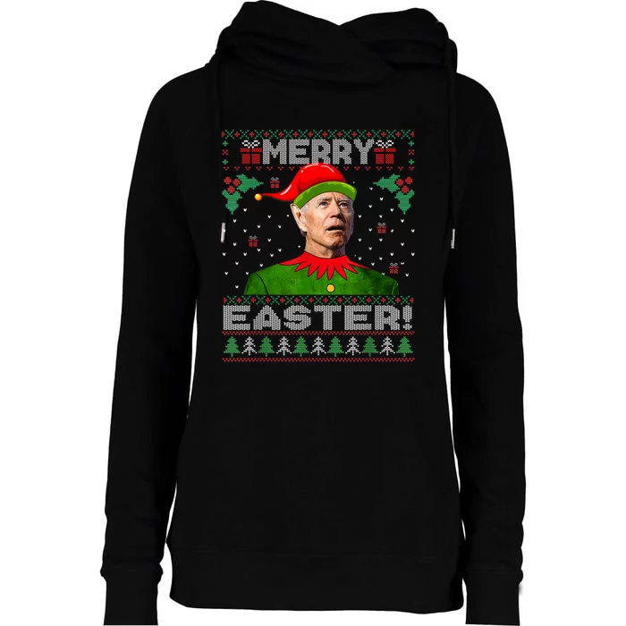 Merry Easter Funny Biden Confused Christmas Ugly Sweater Womens Funnel Neck Pullover Hood