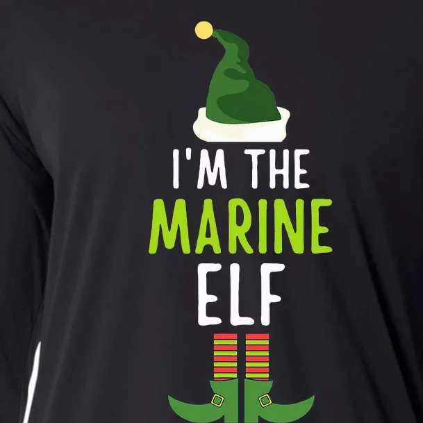 Marine Elf Funny Christmas Pajama Cooling Performance Long Sleeve Crew