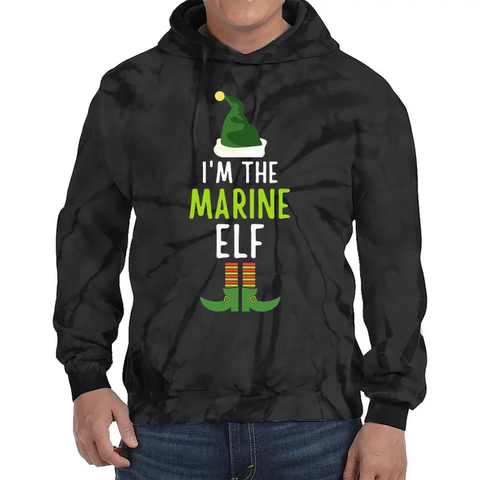 Marine Elf Funny Christmas Pajama Tie Dye Hoodie