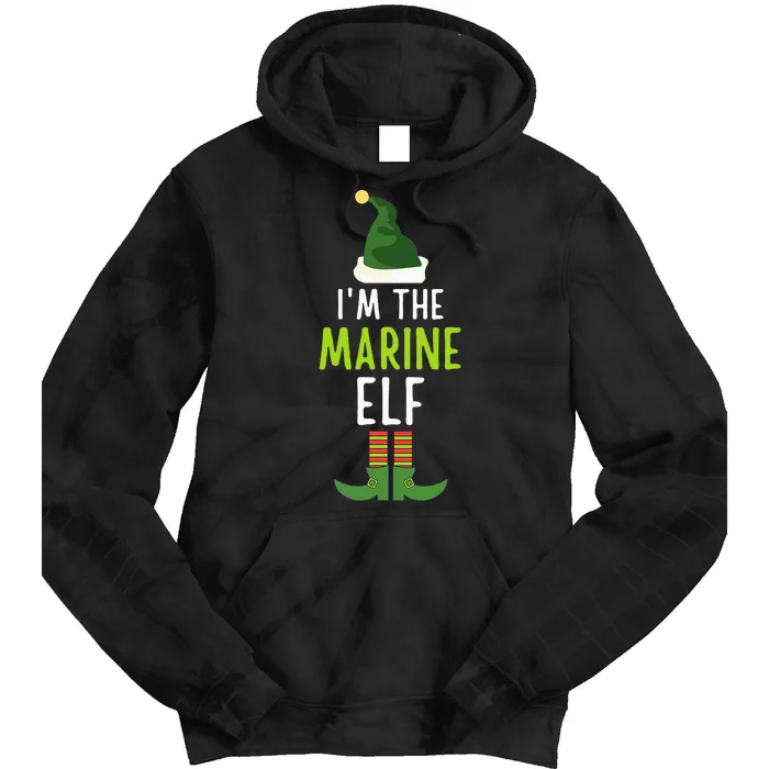 Marine Elf Funny Christmas Pajama Tie Dye Hoodie