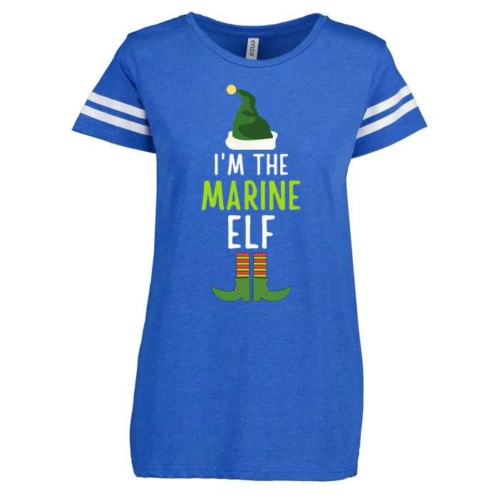 Marine Elf Funny Christmas Pajama Enza Ladies Jersey Football T-Shirt