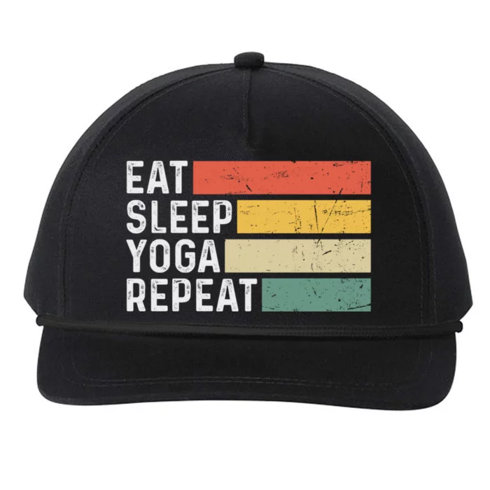 Meditation Exercise Funny Vintage Gift Eat Sleep Yoga Repeat Gift Snapback Five-Panel Rope Hat