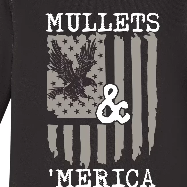 Mullet Eagle Flag Mullets And Merica | Party In The Back Baby Long Sleeve Bodysuit