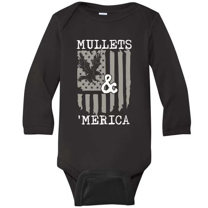 Mullet Eagle Flag Mullets And Merica | Party In The Back Baby Long Sleeve Bodysuit