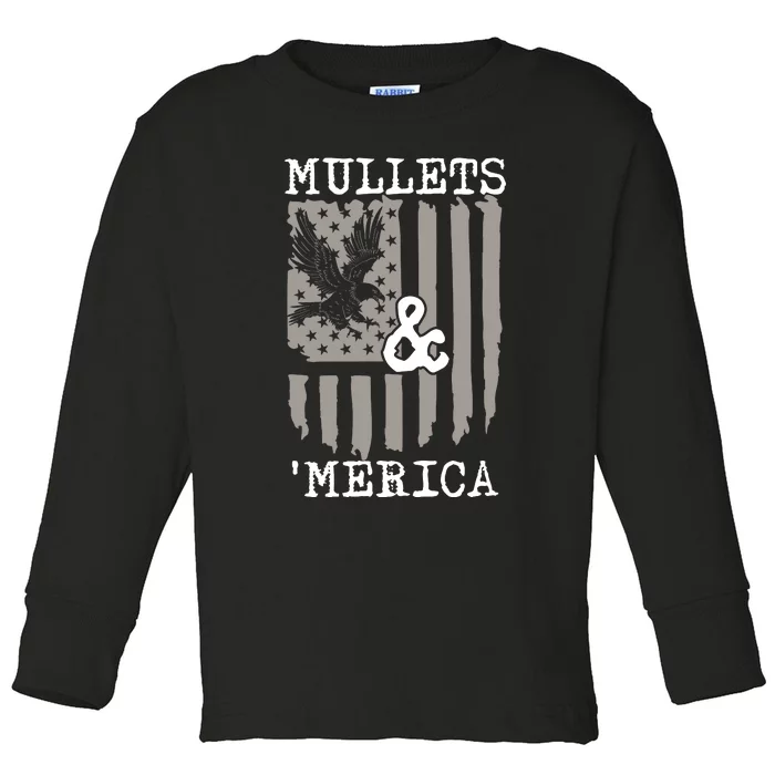 Mullet Eagle Flag Mullets And Merica | Party In The Back Toddler Long Sleeve Shirt