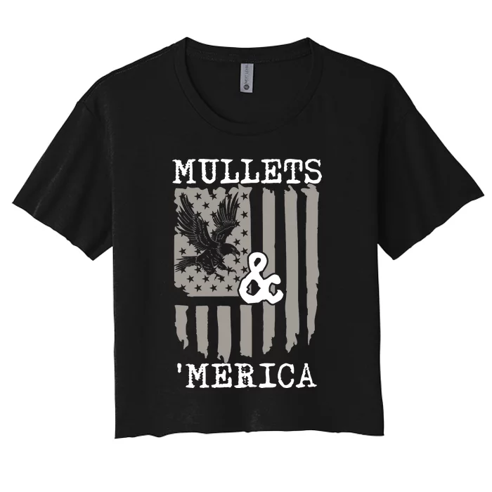 Mullet Eagle Flag Mullets And Merica | Party In The Back Women's Crop Top Tee