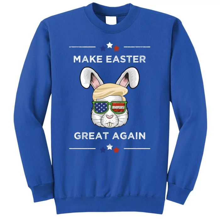 Make Easter Great Again Funny Trump Bunny Gift Usa Flag Gift Tall Sweatshirt