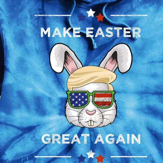 Make Easter Great Again Funny Trump Bunny Gift Usa Flag Gift Tie Dye Hoodie