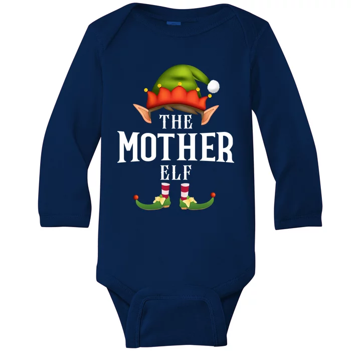 Mother Elf Group Funny Christmas Pajama Party Gift Baby Long Sleeve Bodysuit