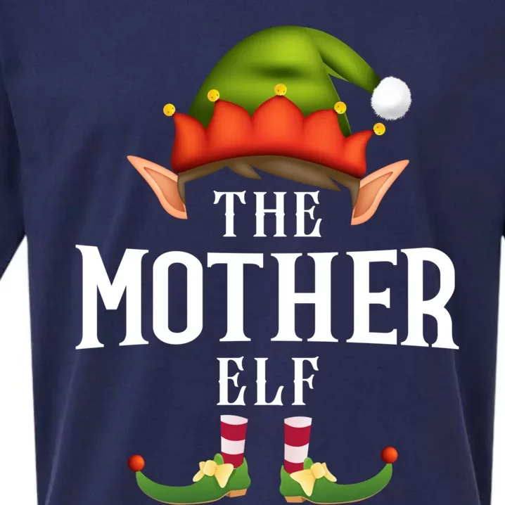 Mother Elf Group Funny Christmas Pajama Party Gift Sueded Cloud Jersey T-Shirt