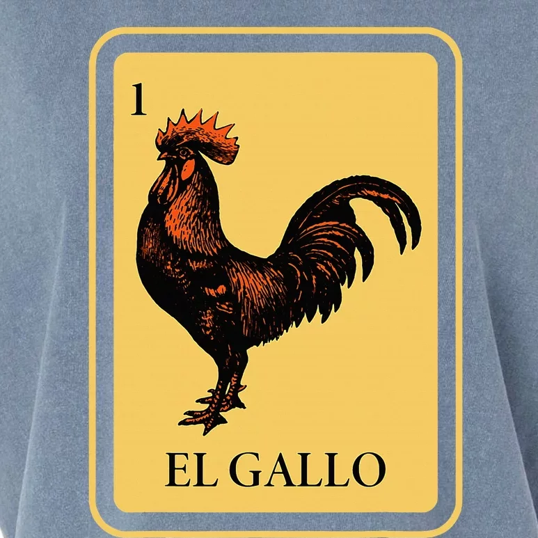 Mexican El Gallo Bingo Card Game Traditional Rooster Garment-Dyed Women's Muscle Tee