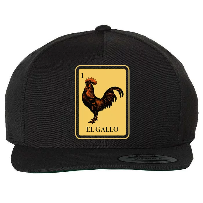 Mexican El Gallo Bingo Card Game Traditional Rooster Wool Snapback Cap