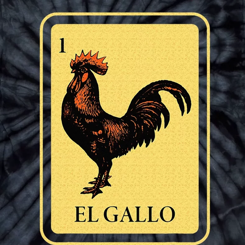 Mexican El Gallo Bingo Card Game Traditional Rooster Tie-Dye T-Shirt