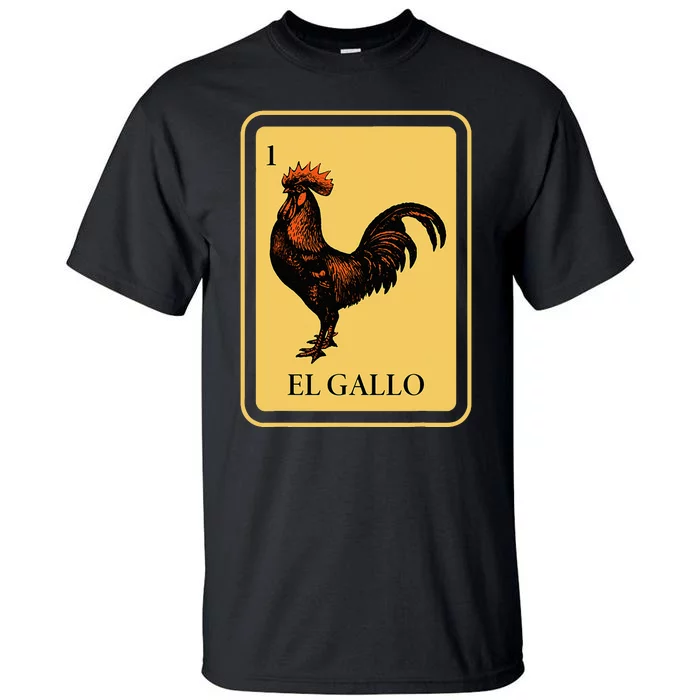 Mexican El Gallo Bingo Card Game Traditional Rooster Tall T-Shirt