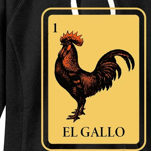 Mexican El Gallo Bingo Card Game Traditional Rooster Women's Fleece Hoodie