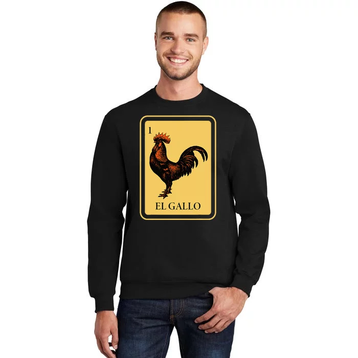 Mexican El Gallo Bingo Card Game Traditional Rooster Tall Sweatshirt