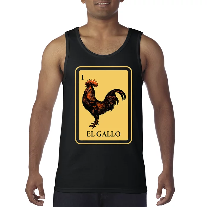 Mexican El Gallo Bingo Card Game Traditional Rooster Tank Top