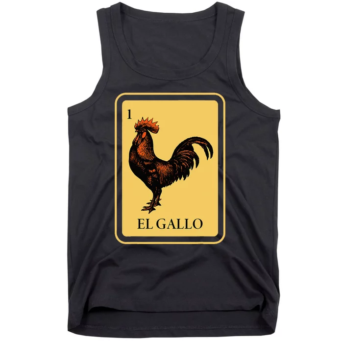 Mexican El Gallo Bingo Card Game Traditional Rooster Tank Top