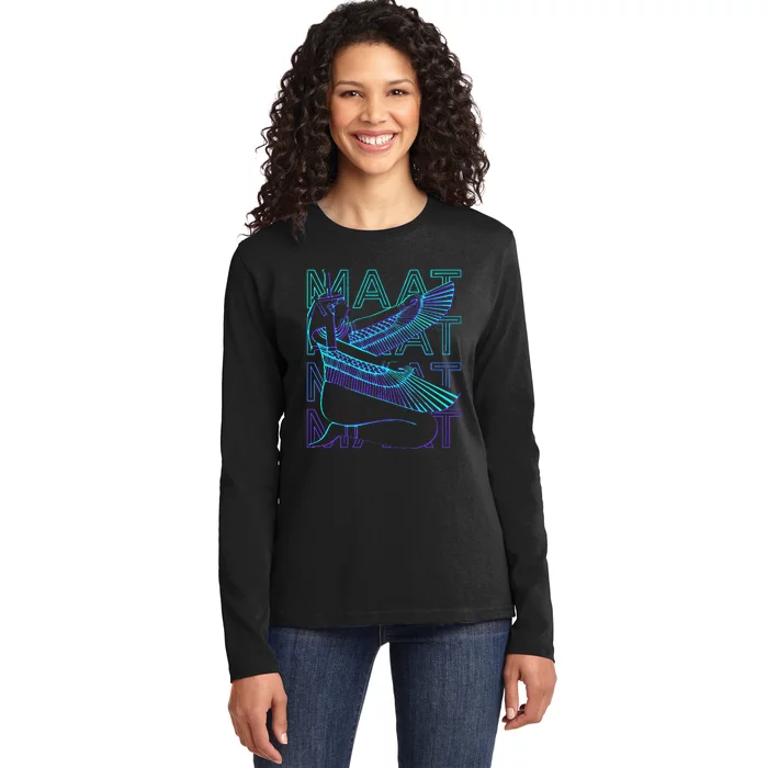 Maat Egyptian Goddess Egyptian Mythology Ancient Egypt Retro Ladies Long Sleeve Shirt