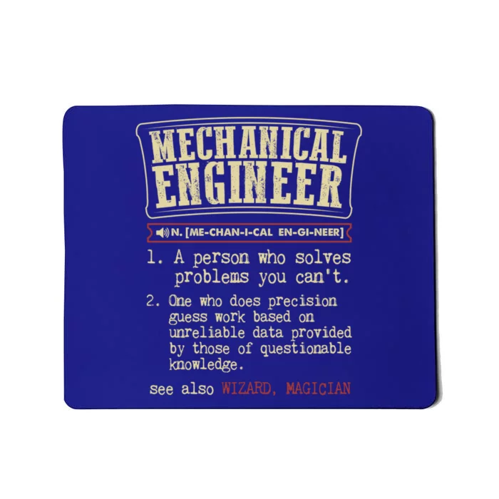 Mechanical Engineer Gift Funny Dictionary Definition Gift Mousepad