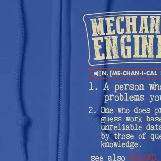 Mechanical Engineer Gift Funny Dictionary Definition Gift Full Zip Hoodie